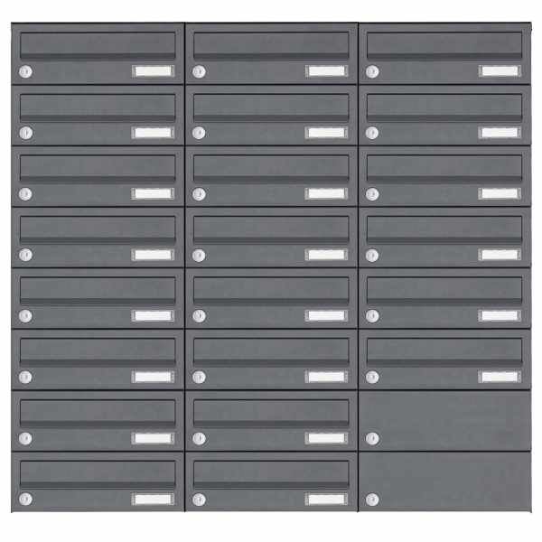 22-compartment 8x3 stainless steel surface mailbox system Design BASIC Plus 385XA AP - RAL of your choice