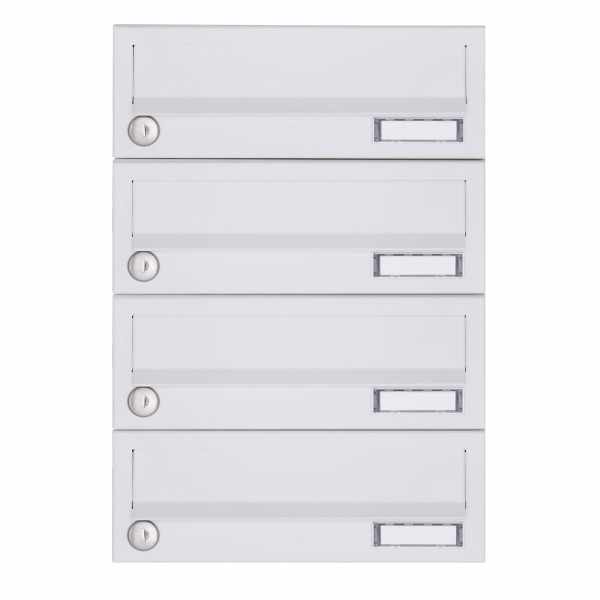 4-compartment Surface mounted mailbox system Design BASIC 385A-9016 AP - RAL 9016 traffic white