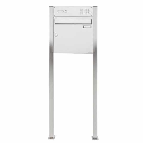 Stainless steel free-standing letterbox Design BASIC 384 ST-Q with bell box