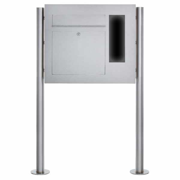 Stainless steel free-standing letterbox Designer Model BIG ST-R - GIRA System 106 lateral - 3-compartment prepared