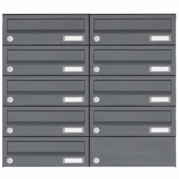 9-compartment Stainless steel surface mailbox system Design BASIC Plus 385XA AP - RAL of your choice