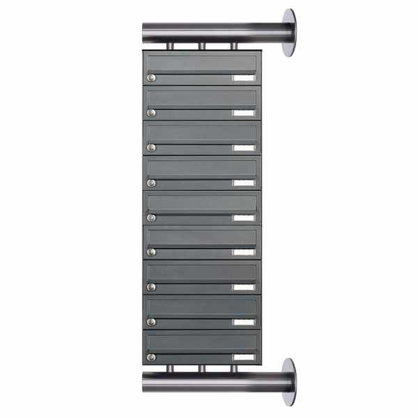 9-compartment Stainless steel mailbox system Design BASIC Plus 385XW for side wall mounting - RAL of your choice