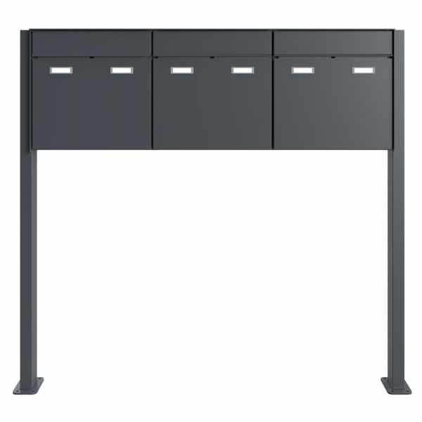 3-compartment 3x1 Design free-standing letterbox GOETHE ST-Q - RAL of your choice