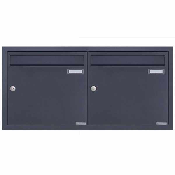 2-compartment 2x1 stainless steel flush-mounted mailbox system BASIC Plus 382XU UP - RAL of your choice - 2 parties