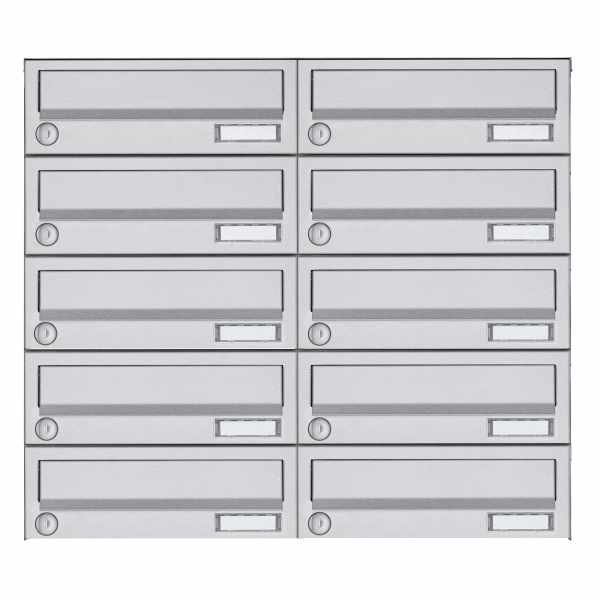 10-compartment 5x2 surface-mounted mailbox system Design BASIC 385A AP - stainless steel V2A, polished