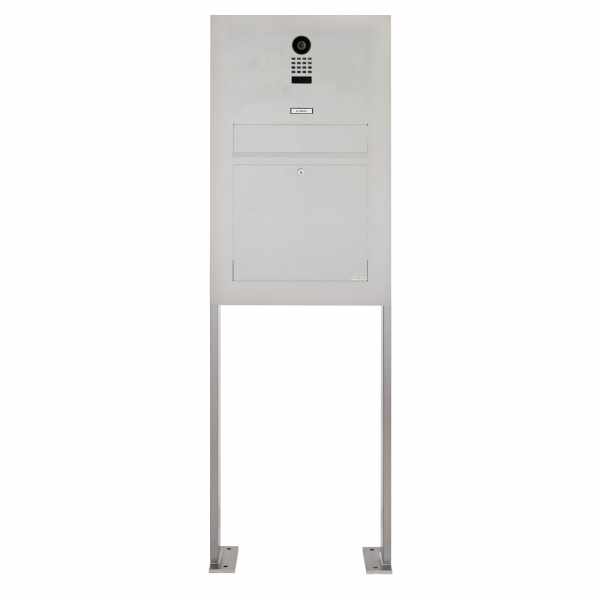 Stainless steel free-standing letterbox Model BIG ST-P with DoorBird video intercom system