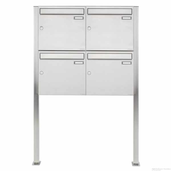 4-compartment 2x2 stainless steel free-standing letterbox Design BASIC 384 ST-Q