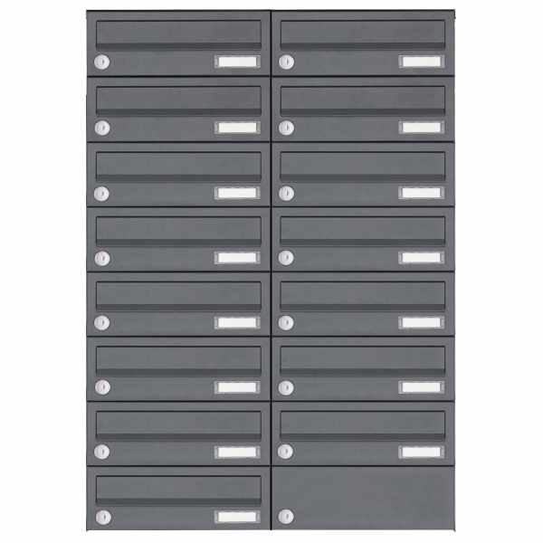 15-compartment Stainless steel surface mailbox system Design BASIC Plus 385XA AP - RAL of your choice