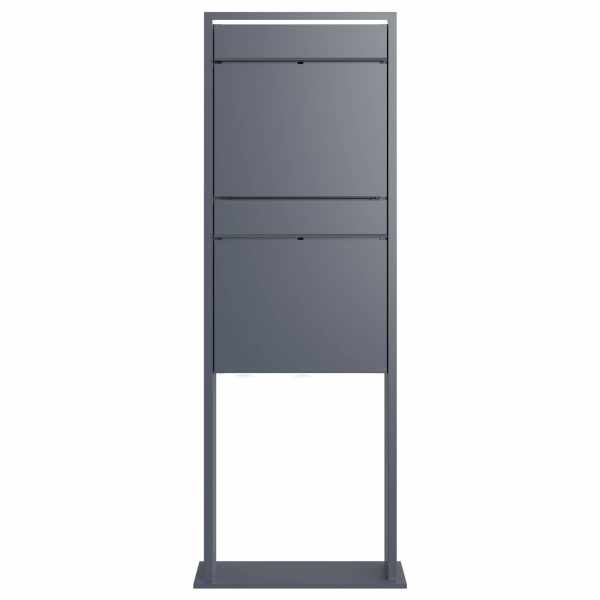 2-compartment Design free-standing letterbox GOETHE LIB - LED design element - RAL of your choice