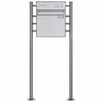 Fence mailbox freestanding design BASIC Plus 381XZ ST-R with bell box - polished stainless steel