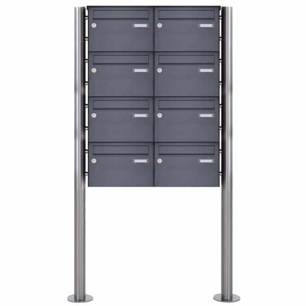 8-compartment Stainless steel free-standing letterbox Design BASIC Plus 385X ST-R - 220mm - RAL of your choice