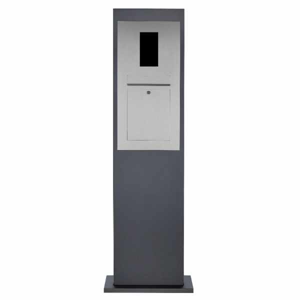 Mailbox column designer model - stainless steel RAL 7016 - GIRA System 106 - 2-compartment prepared