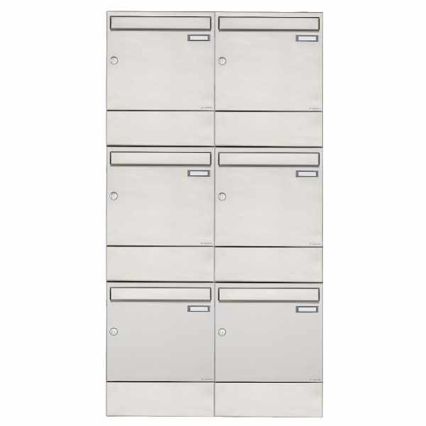 6-compartment 3x2 stainless steel surface mailbox BASIC 382A AP with newspaper compartment
