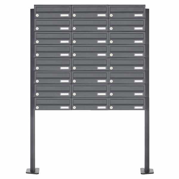 24-compartment Stainless steel mailbox freestanding design BASIC Plus 385XP ST-T - RAL of your choice