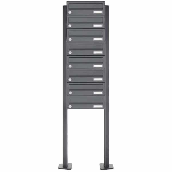 8-compartment Stainless steel mailbox freestanding design BASIC Plus 385XP ST-T - RAL of your choice