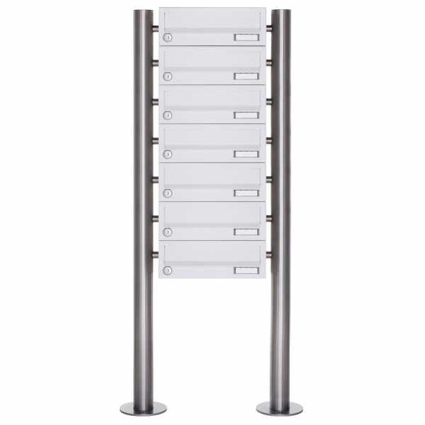 7-compartment Letterbox system freestanding Design BASIC 385-9016 ST-R - RAL 9016 traffic white