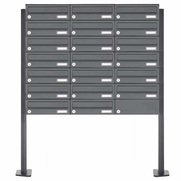20-compartment Letterbox system freestanding Design BASIC 385P-7016 ST-T - RAL 7016 anthracite gray