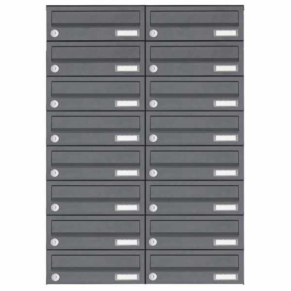 16-compartment Stainless steel surface mailbox system Design BASIC Plus 385XA AP - RAL of your choice
