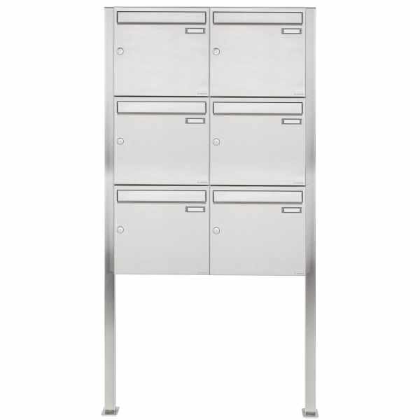 6-compartment 3x2 stainless steel free-standing letterbox Design BASIC 384 ST-Q