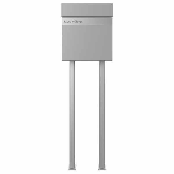 free-standing letterbox KANT Edition with newspaper box - Design Elegance 2 - RAL 9007 gray aluminum