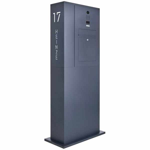 Stainless steel mailbox column designer BIG EDGE V2 - RAL of your choice - DoorBird video intercom