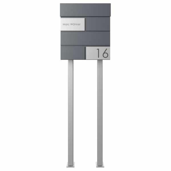 free-standing letterbox KANT Edition with newspaper box - Design Elegance 3 - RAL 7016 anthracite gray
