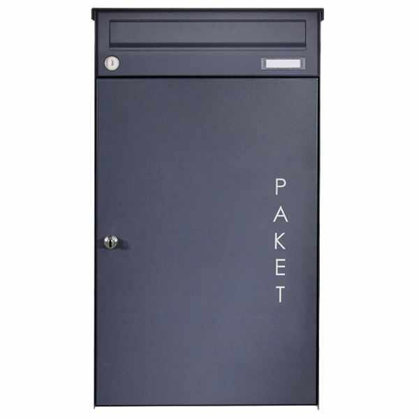 Stainless steel surface-mounted parcel post box BASIC Plus 863X AP with parcel compartment 550x370 in RAL of your choice