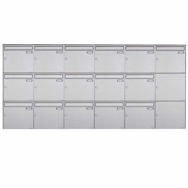 16-compartment 3x6 stainless steel surface mailbox Design BASIC Plus 382XA AP - stainless steel V2A polished