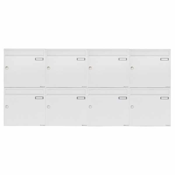 8-compartment 2x4 surface mounted mailbox system Design BASIC 382A AP - RAL 9016 traffic white