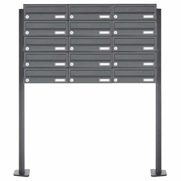 15-compartment Letterbox system freestanding Design BASIC 385P-7016 ST-T - RAL 7016 anthracite gray