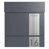 KANT letterbox with newspaper compartment - Elegance 5 design - RAL 7016 anthracite gray