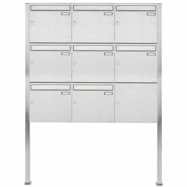 8-compartment 3x3 stainless steel free-standing letterbox Design BASIC 384 ST-Q