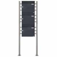 3-compartment 3x1 letterbox system freestanding Design BASIC 381 ST-R - RAL 7016 anthracite gray