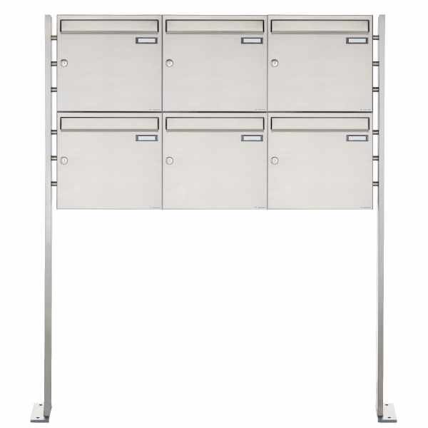 6-compartment Stainless steel free-standing letterbox system BASIC Plus 384XP ST-P