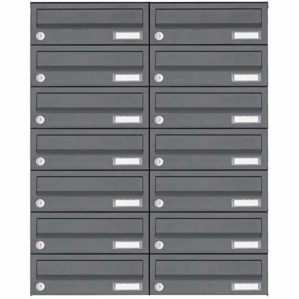 14-compartment Stainless steel surface mailbox system Design BASIC Plus 385XA AP - RAL of your choice