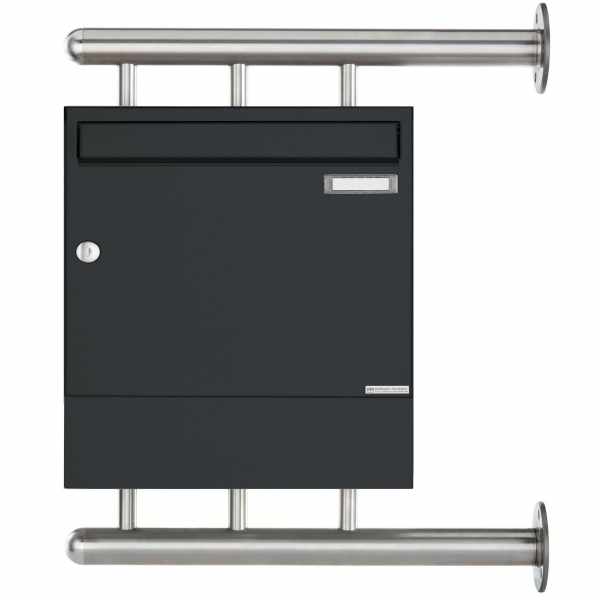 Mailbox BASIC 810 W with newspaper compartment for side wall mounting - RAL 7016 anthracite gray