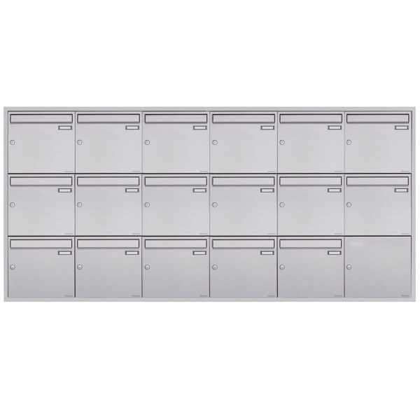 17-compartment 6x3 stainless steel flush-mounted mailbox system BASIC Plus 382XU UP - polished stainless steel