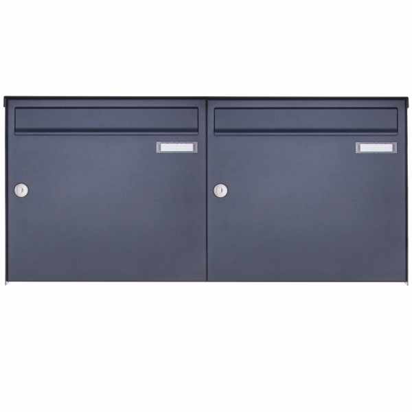 2-compartment 1x2 stainless steel surface mailbox Design BASIC Plus 382XA AP - RAL of your choice