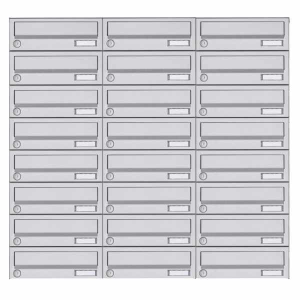 24-compartment 8x3 surface-mounted mailbox system Design BASIC 385A- VA AP - stainless steel V2A, polished