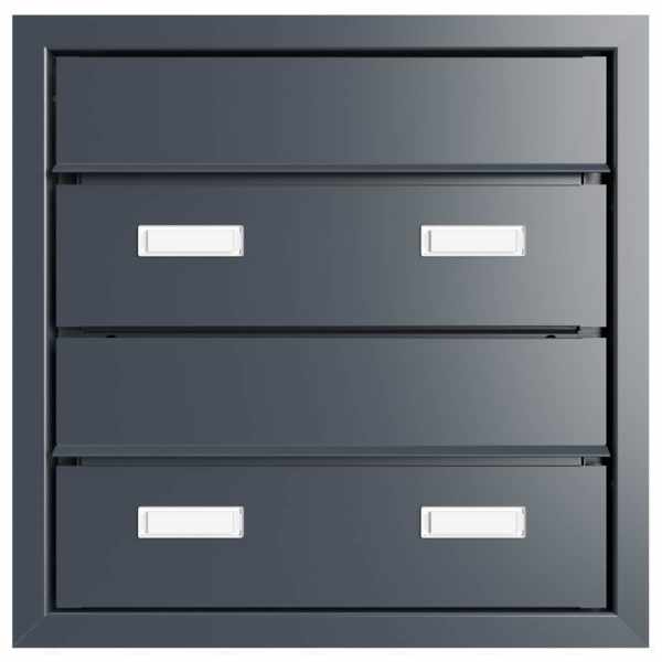 2-compartment 1x2 Design pass-through mailbox GOETHE MDW with nameplate - RAL of your choice