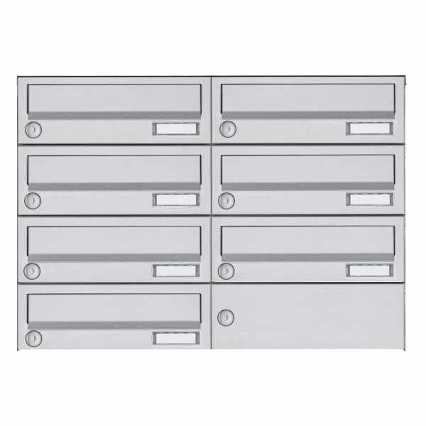 7-compartment 4x2 surface-mounted mailbox system Design BASIC 385A-VA AP - stainless steel V2A, polished