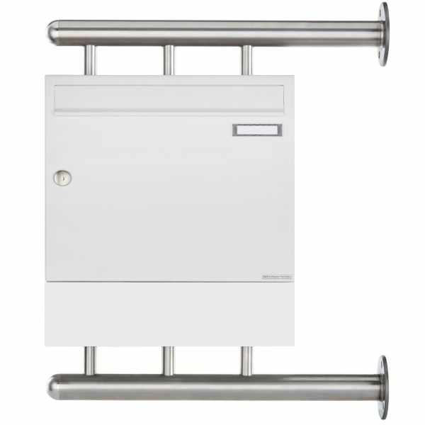 Mailbox BASIC 810 W for side wall mounting with newspaper compartment - RAL 9016 traffic white