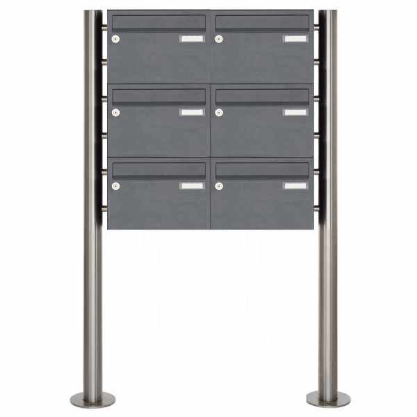 6-compartment 3x2 letterbox system freestanding Design BASIC 385220 7016 ST-R - RAL 7016 anthracite gray
