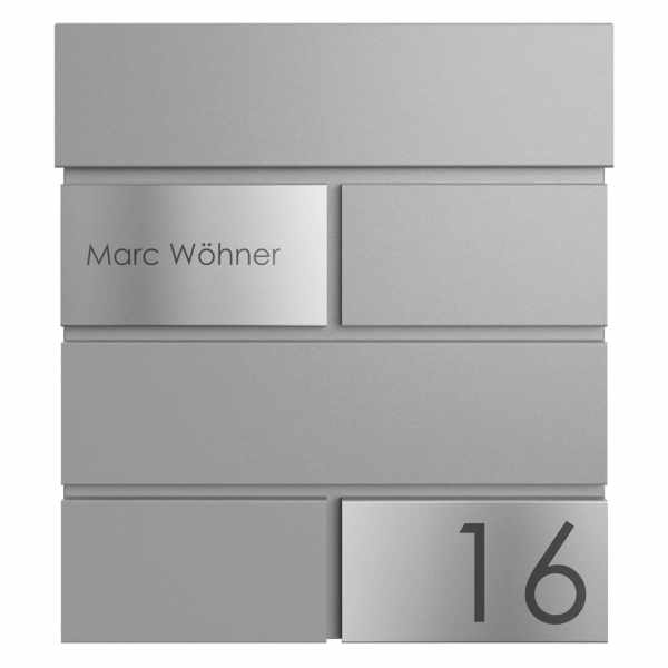 KANT Edition letterbox with newspaper compartment - Elegance 3 design - RAL 9007 gray aluminum