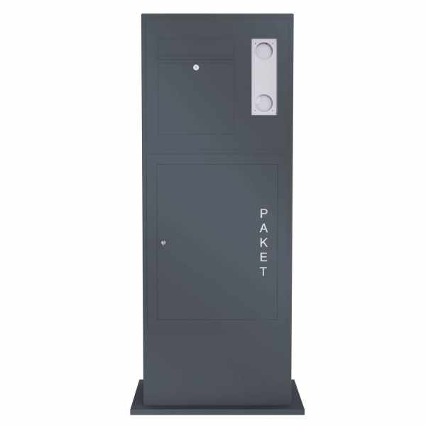 Stainless steel mailbox package column Designer BIG - RAL at choice - GIRA System 106 - 3-compartment prepared