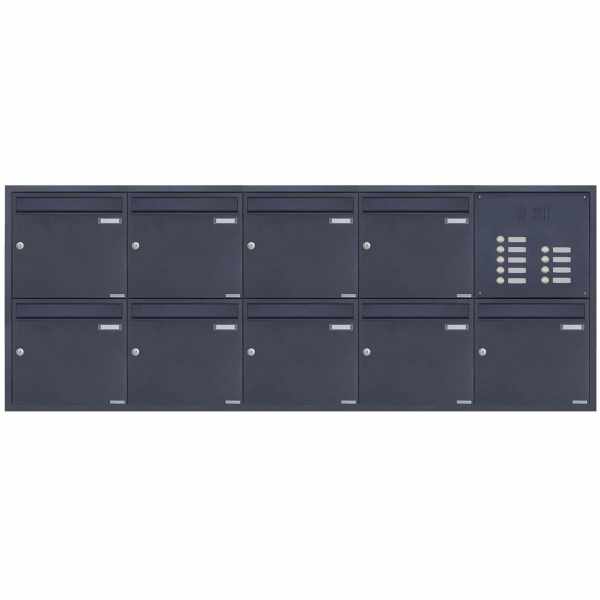 9-compartment 5x2 stainless steel flush-mounted mailbox BASIC Plus 382XU UP - RAL of your choice - Individual