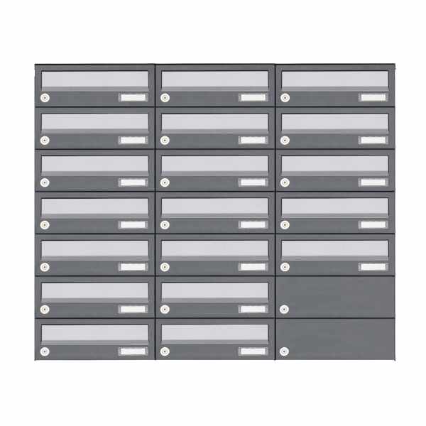 19-compartment 7x3 surface mounted mailbox system Design BASIC 385A AP - stainless steel RAL 7016 anthracite