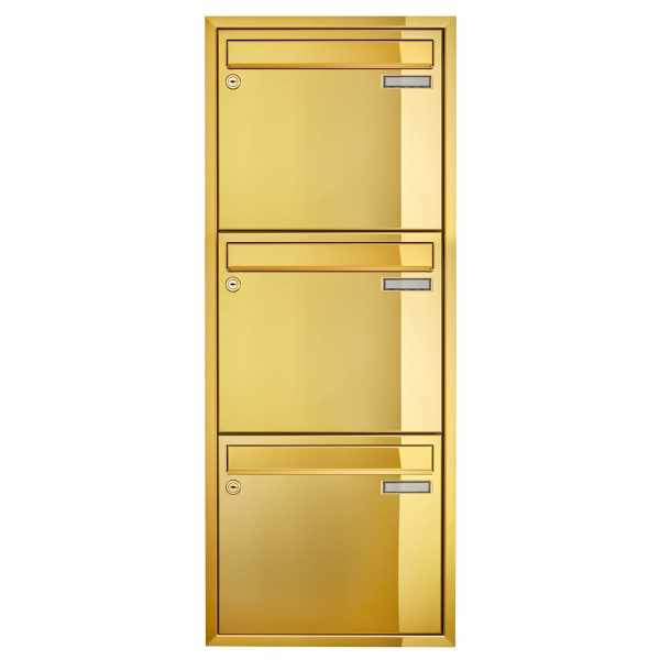 3-compartment 1x3 flush-mounted mailbox system CLASSIC 534C - titanium brass similar gold - 3 party