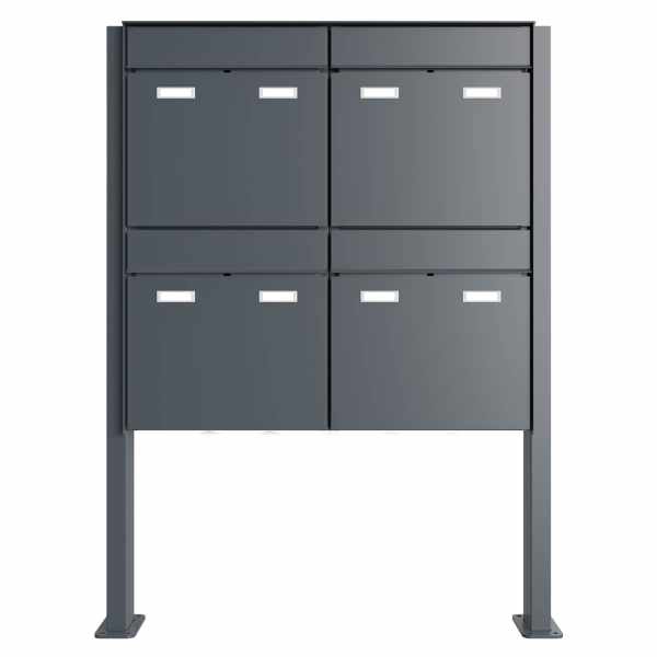 4-compartment 2x2 Design free-standing letterbox GOETHE ST-Q - RAL of your choice