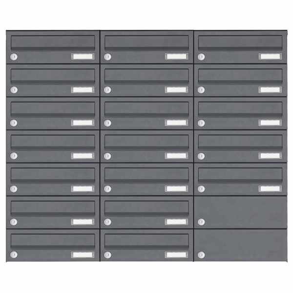 19-compartment 7x3 stainless steel surface mailbox system Design BASIC Plus 385XA AP - RAL of your choice